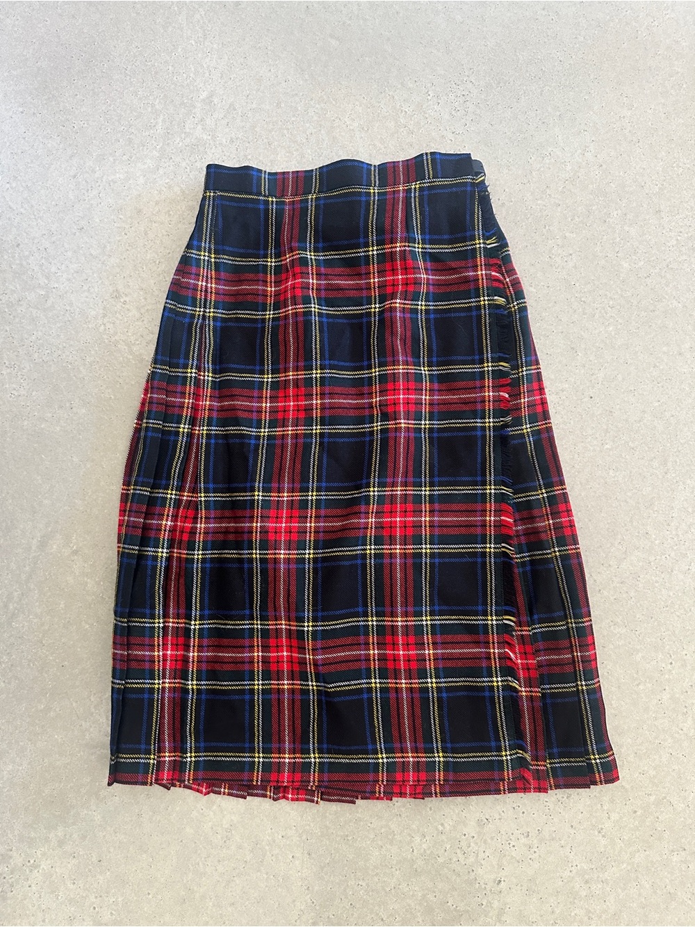 Women's Red and Navy Plaid Midi Skirt